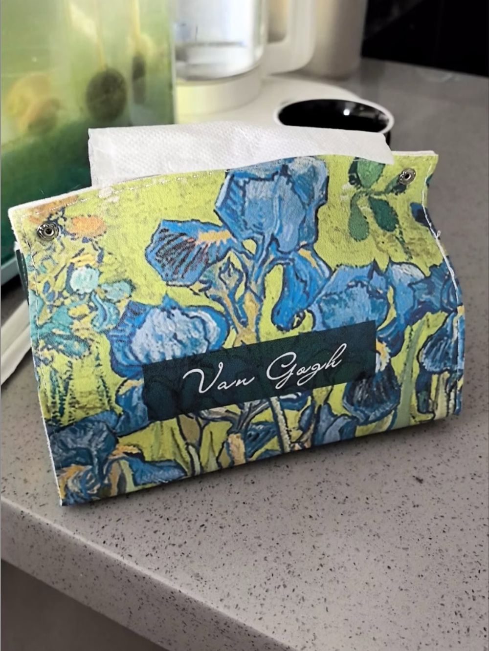Blue Floral Tissue Box Cover - Decorative Home Accent